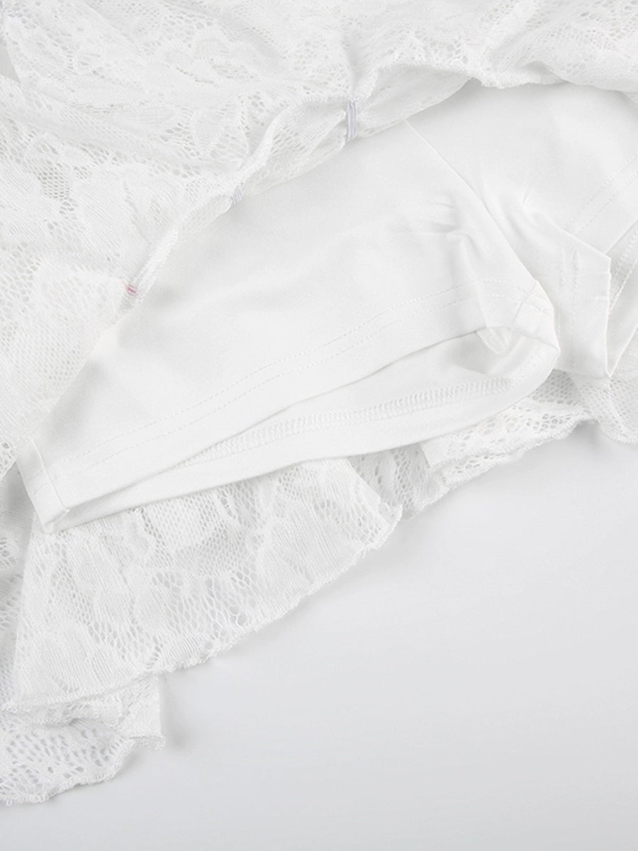 Irregular Wave Lace Mini Skirt