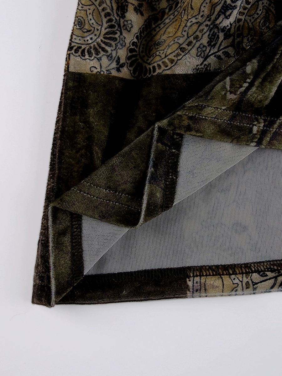 Vintage Totem Patchwork Long Skirt