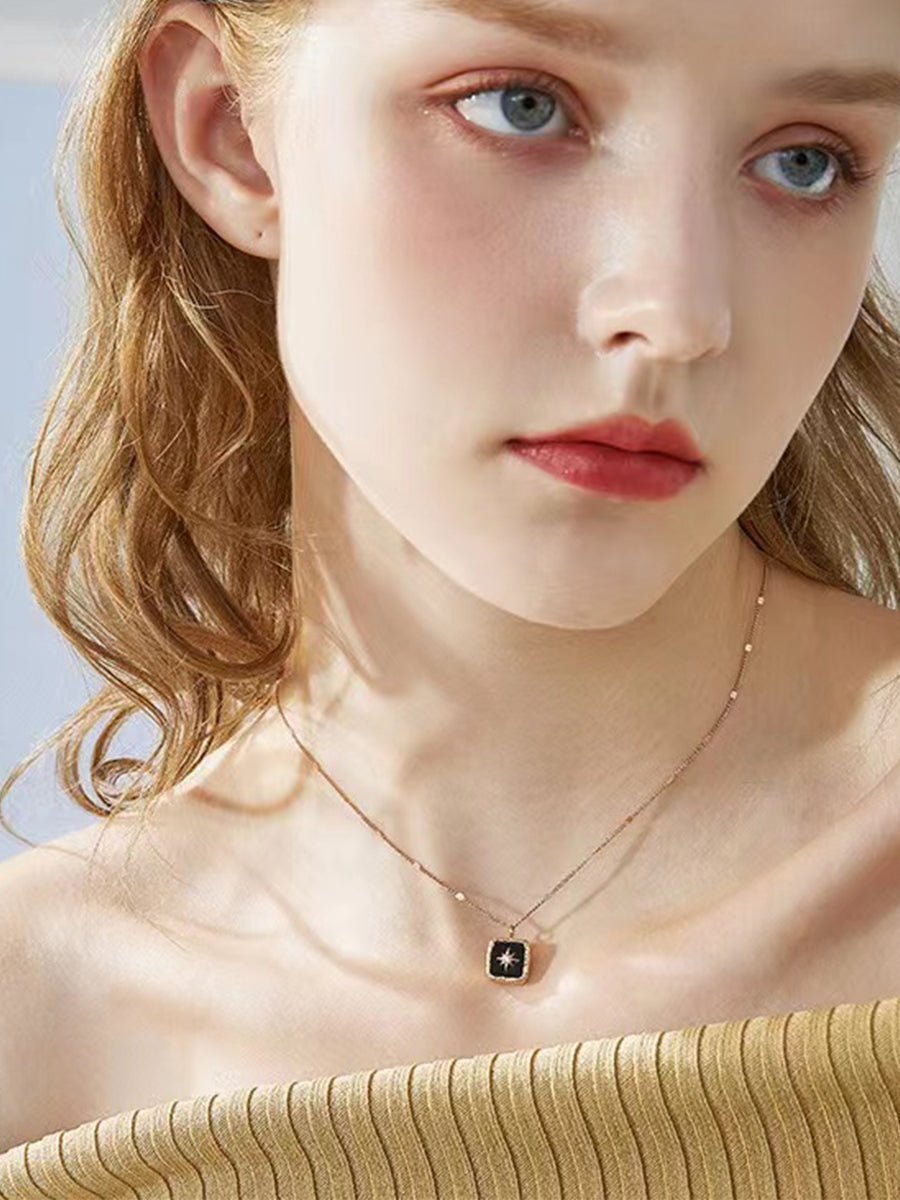 Gold Star Square Necklace
