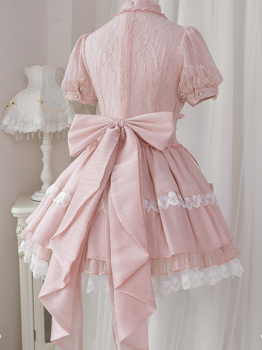 Girls Lolita Princess Dress Kawaii Barbie Long Sleeve Cute Layered Cake Dress