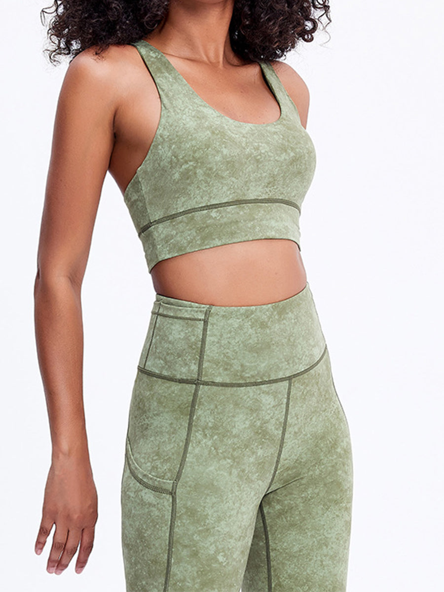 2pcs Sleeveless Tank Skin-Friendly Sports Set Workout Set Fitness Yoga Suit with Chest Pads