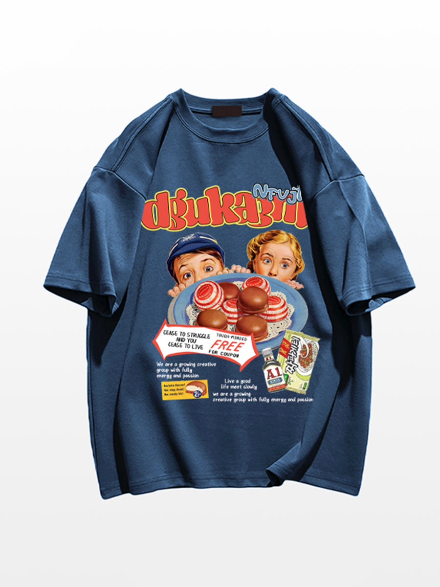 Kids Print Oversize Short Sleeve Top