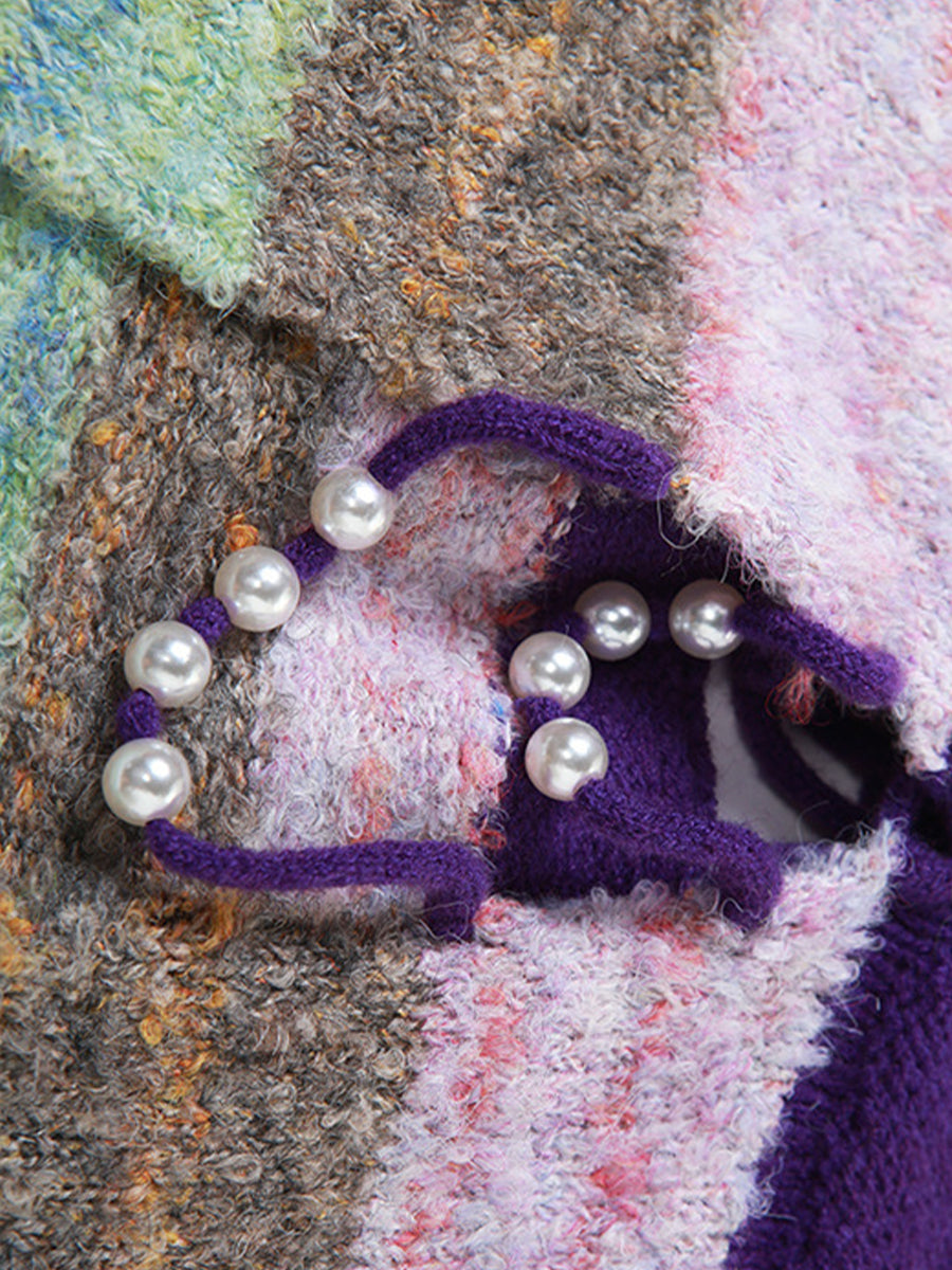 Colorful Pearl Knit Halter Top