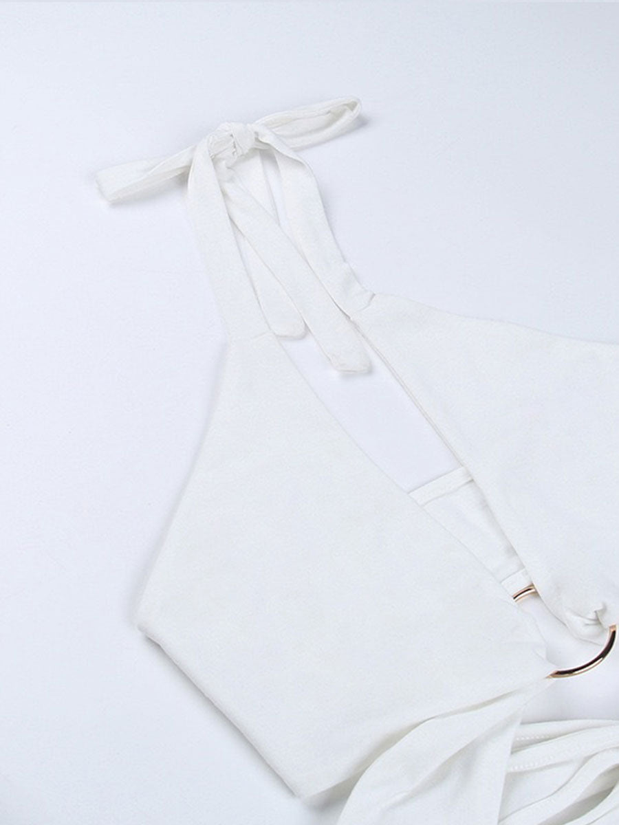 Backless Lace-up Halter Top