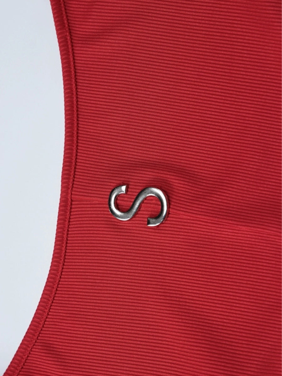 Sexy Slim Strappy Back Bodysuit with Belt