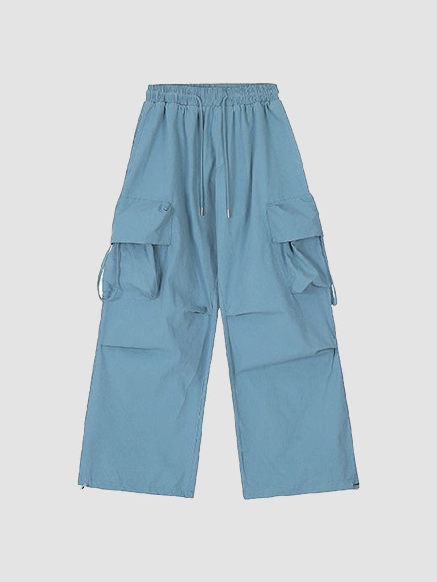 Drawstring Blue Loose Fit Trousers Pants