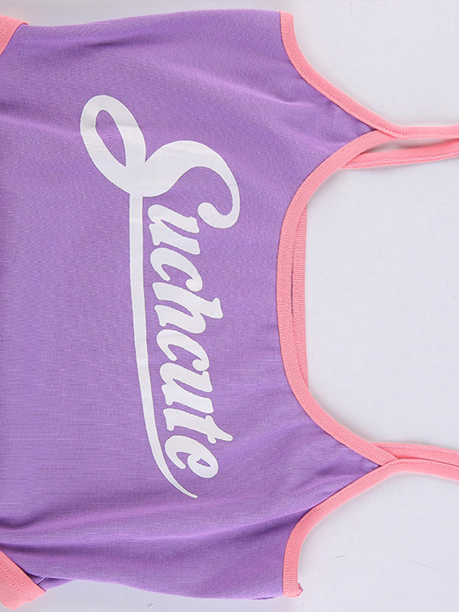 Letter Print Tight Fit Onesie Top