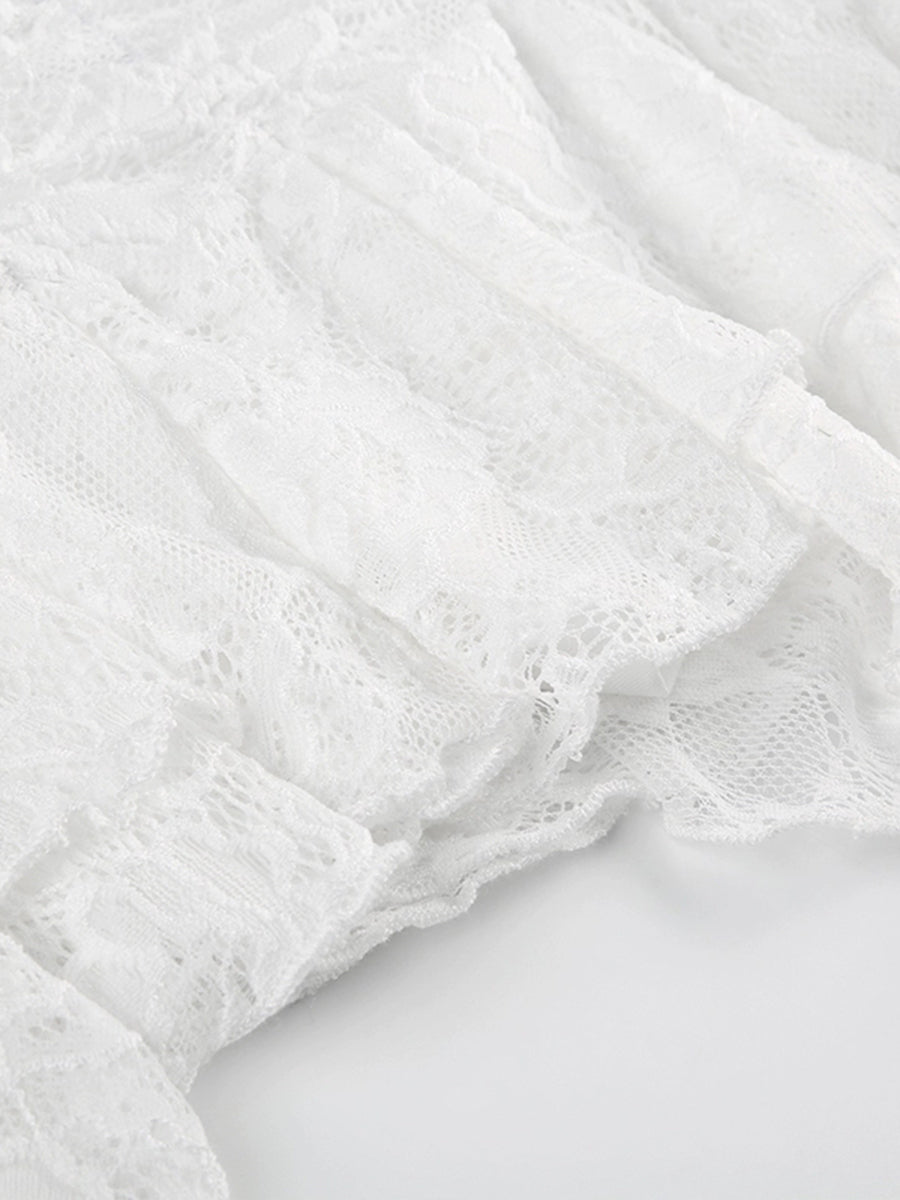 Irregular Wave Lace Mini Skirt