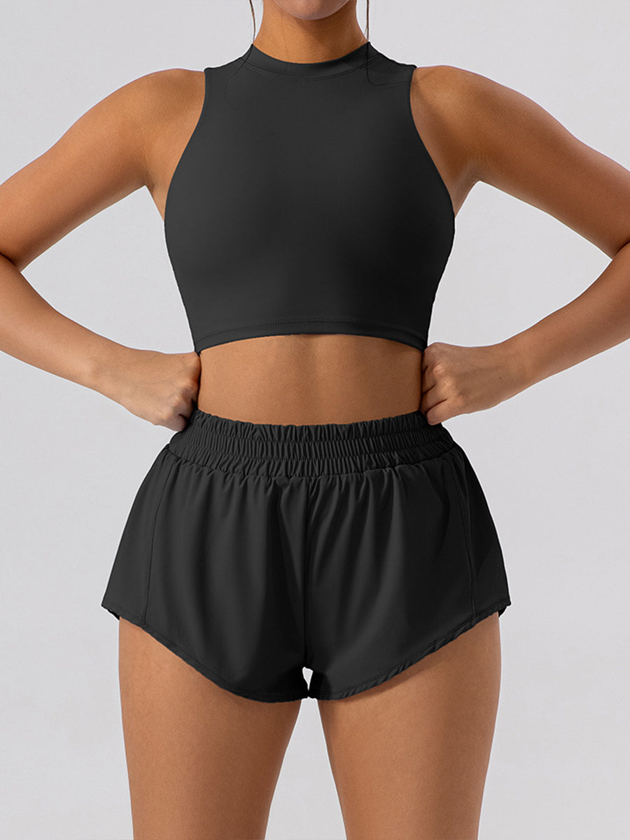 Solid Color Running Skorts for Causal Tummy Control Workout Skirt High Waisted Yoga Capris Shorts