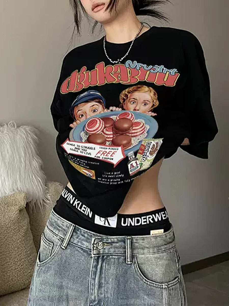 Kids Print Oversize Short Sleeve Top