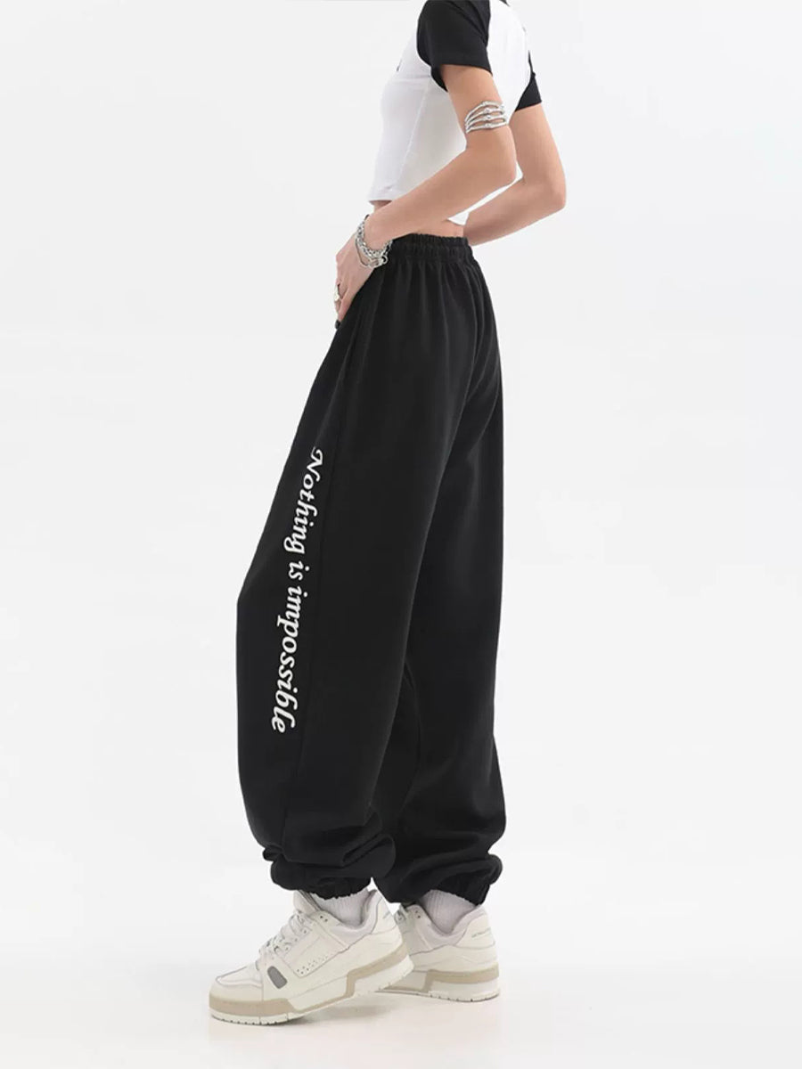 Printed Straight Leg Panel Sweatpants Pants