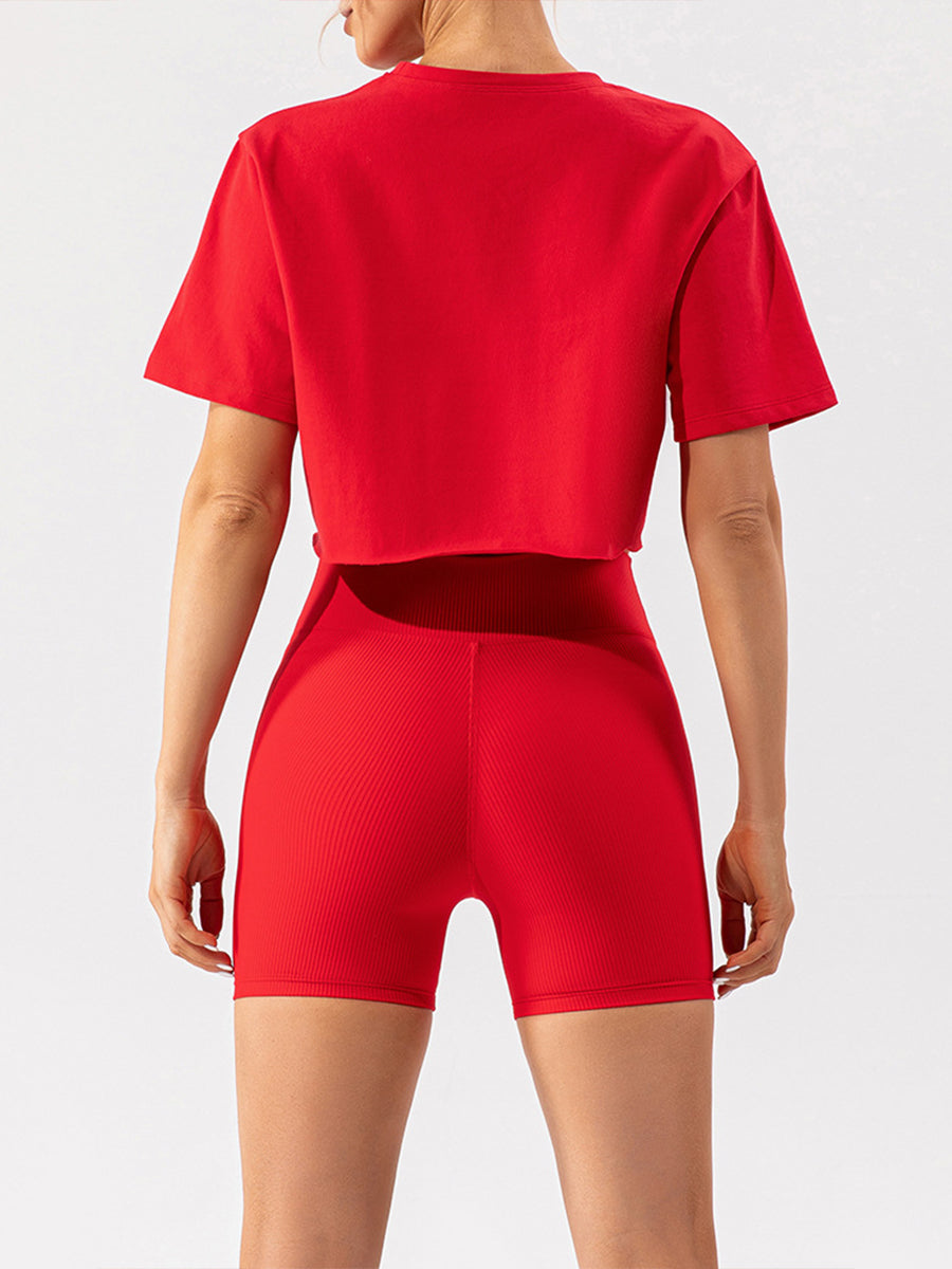 Plain Running Shorts for Womens Causal Tummy Control Workout Shorts High Waisted Yoga Capris Shorts