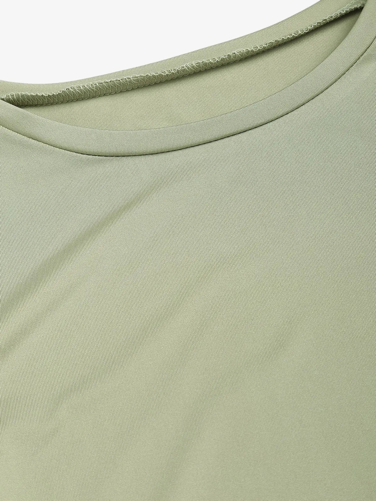 Solid Color Slim Round Collar Long Sleeves Top