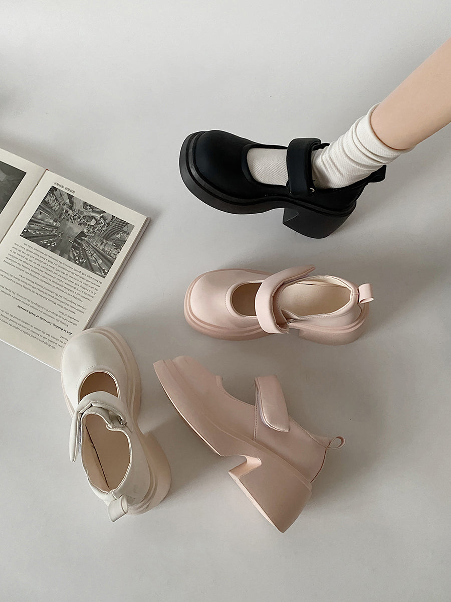 Soft Cloud Velcro Mary Jane Chunky Pumps Shoes(No Socks)