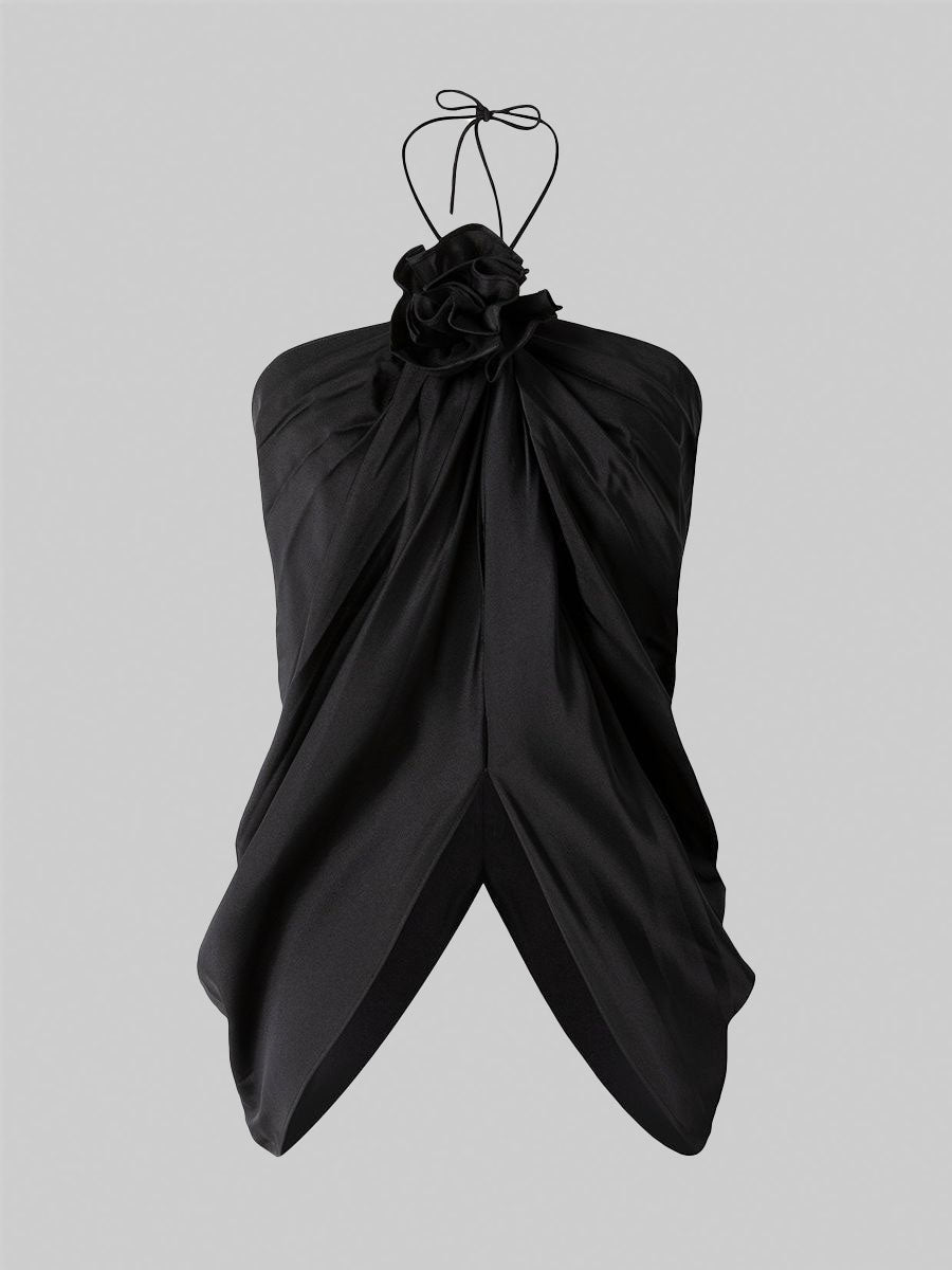 Solid Color Sleeveless Halter Top