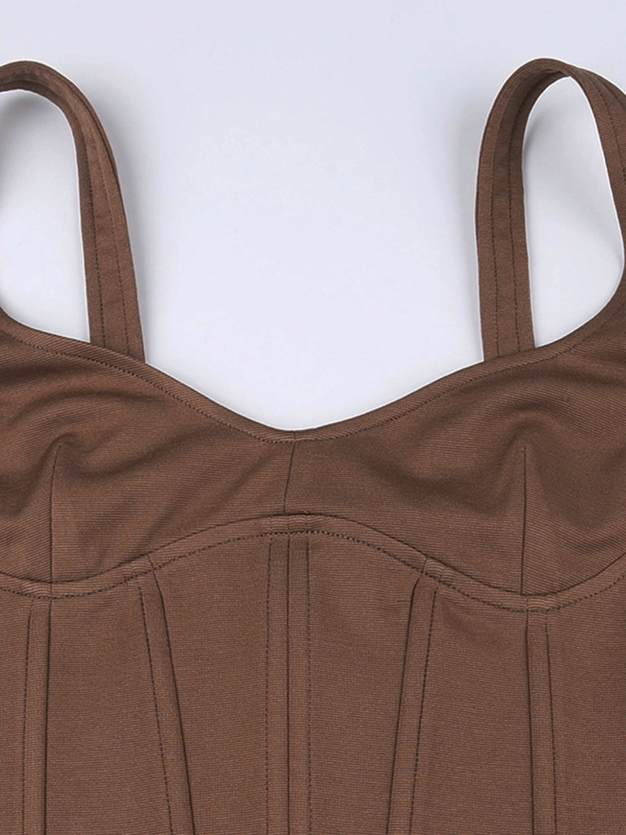 Brown Vintage Fluffy Cami Dress