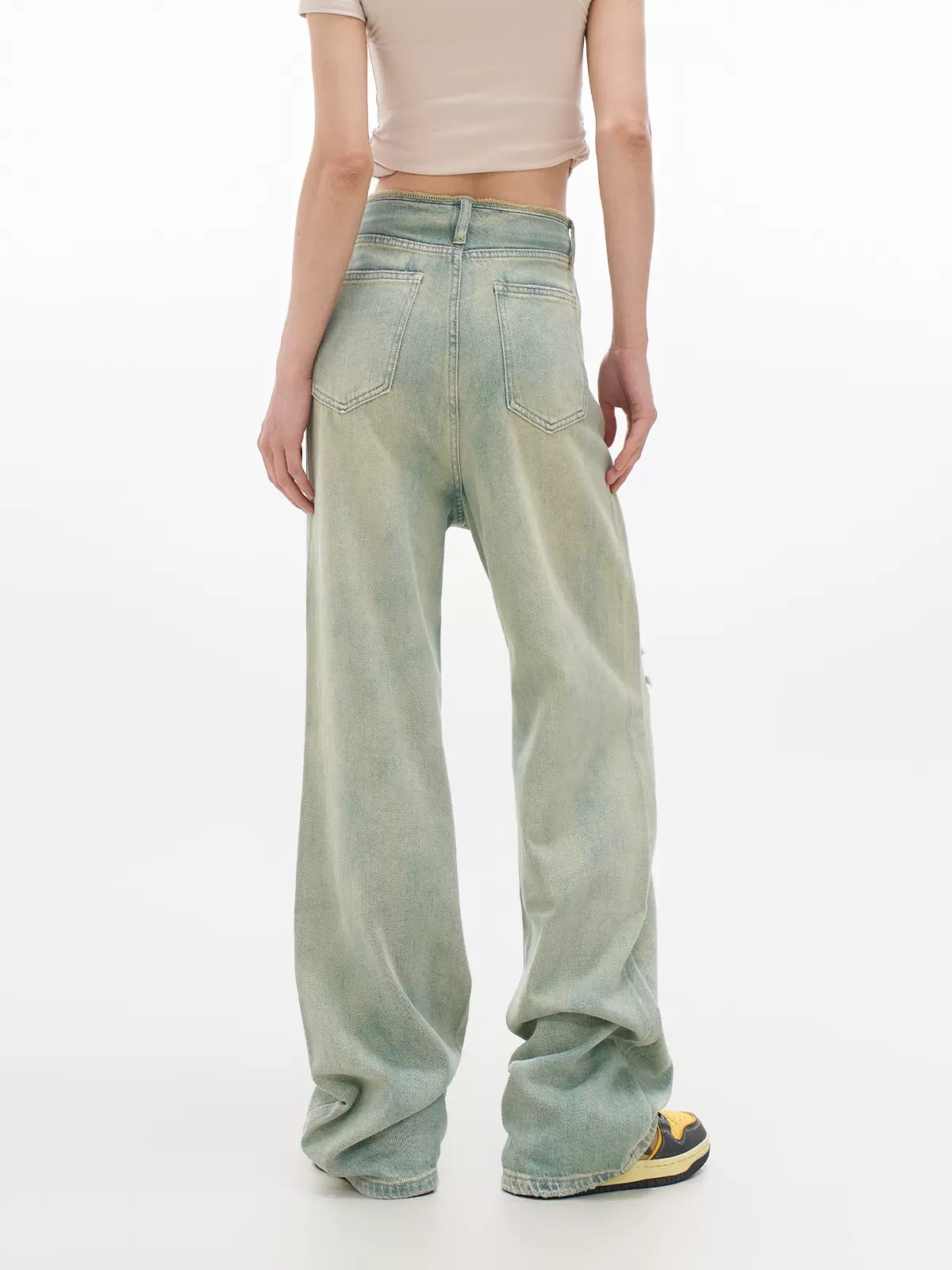 Vintage Light Color Loose Fit Ripped Denim Jeans