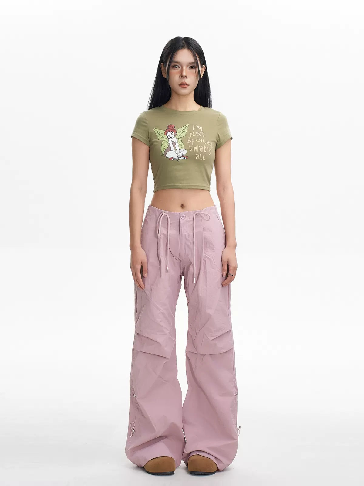 Casual Pink Loose Drawstring Sports Pants