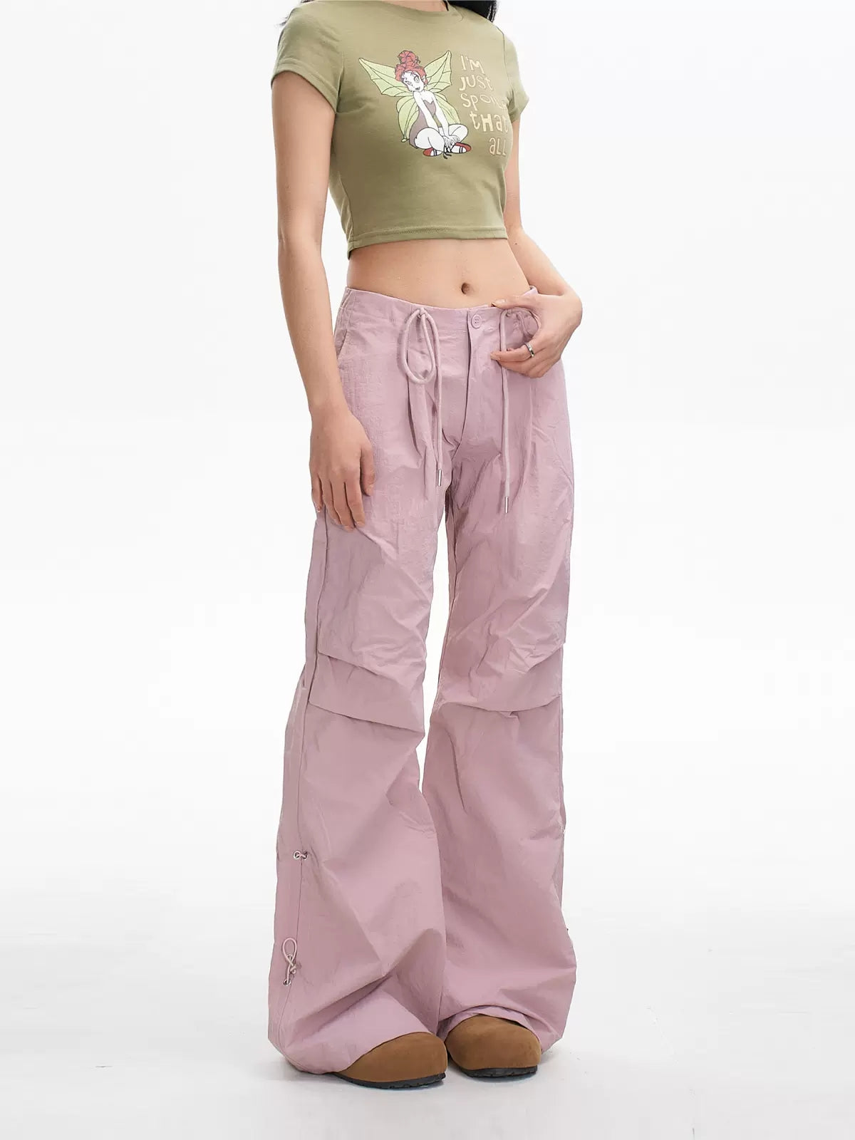 Casual Pink Loose Drawstring Sports Pants
