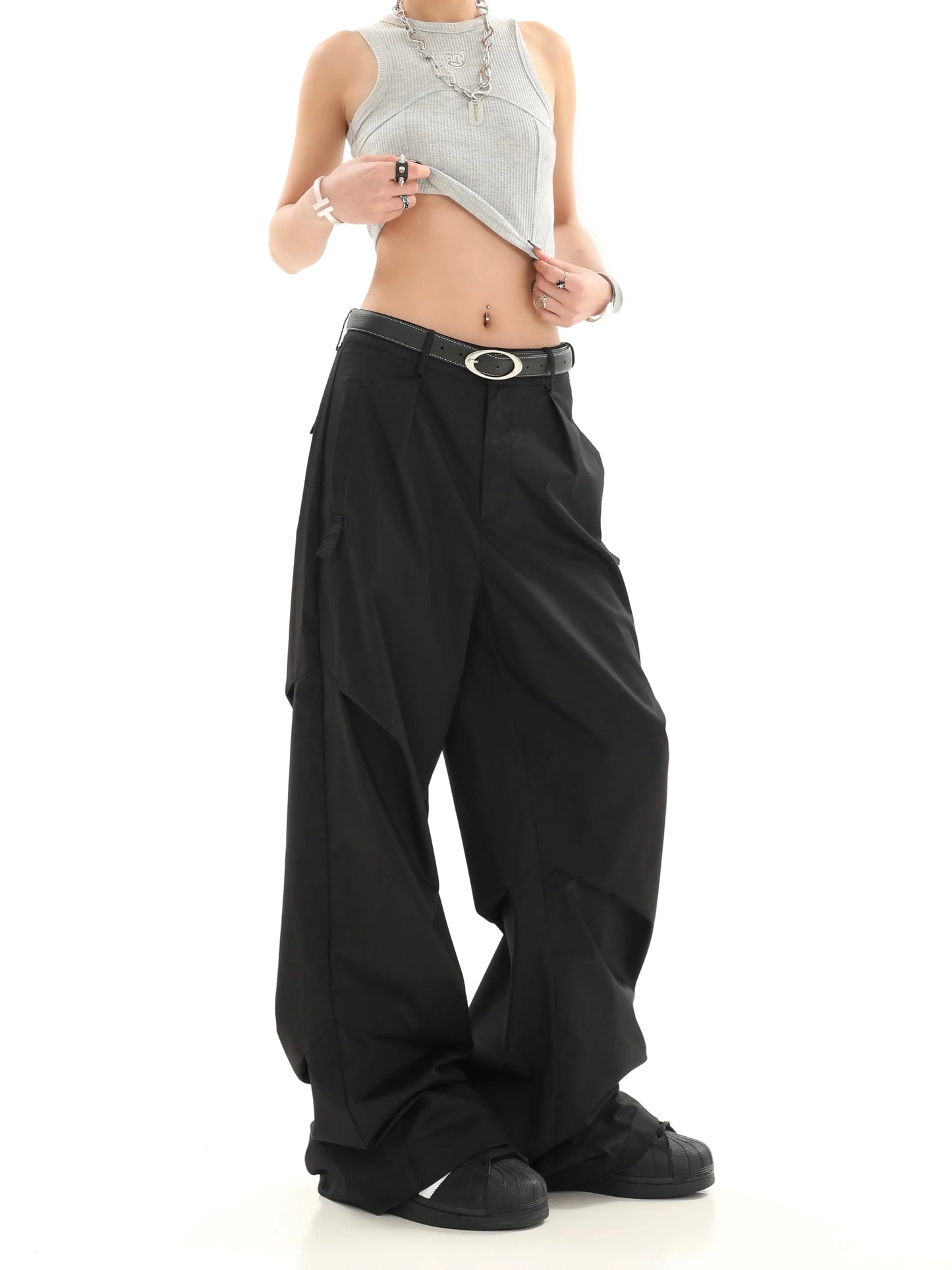 High Waisted Loose Straight Casual Suit Pants