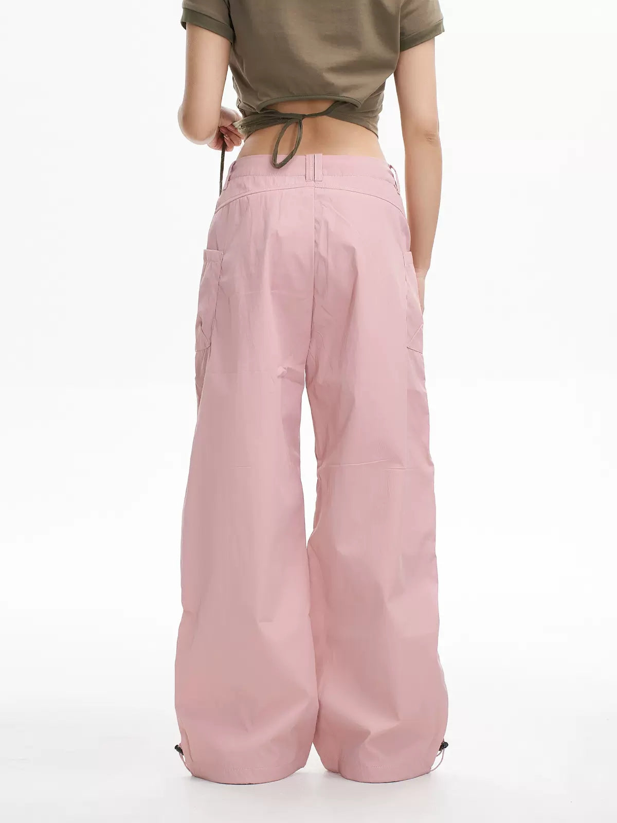 New Casual Pink Loose Drawstring Sports Pants