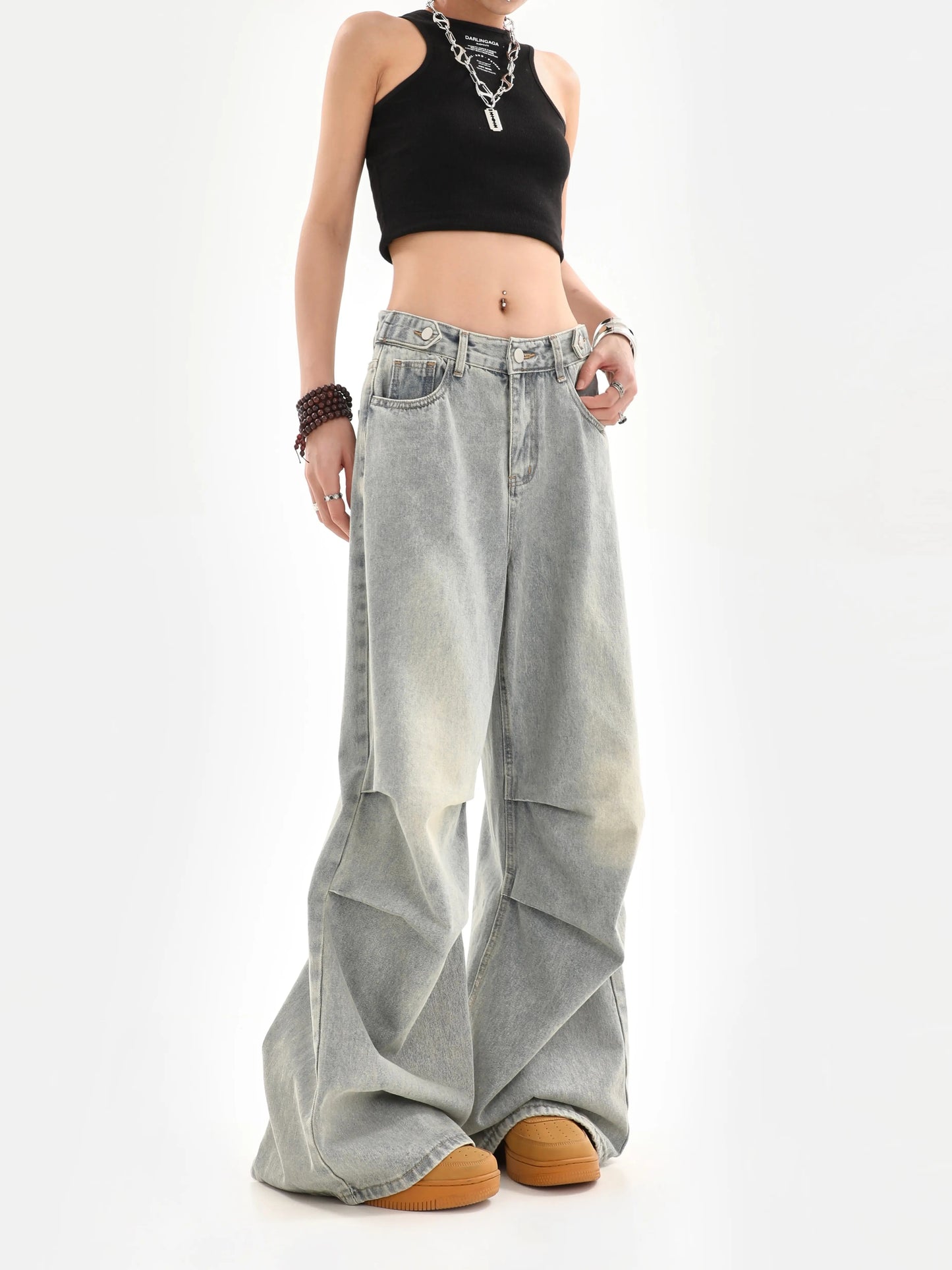 Vintage Loose High Waisted Wide Leg Pants Jeans
