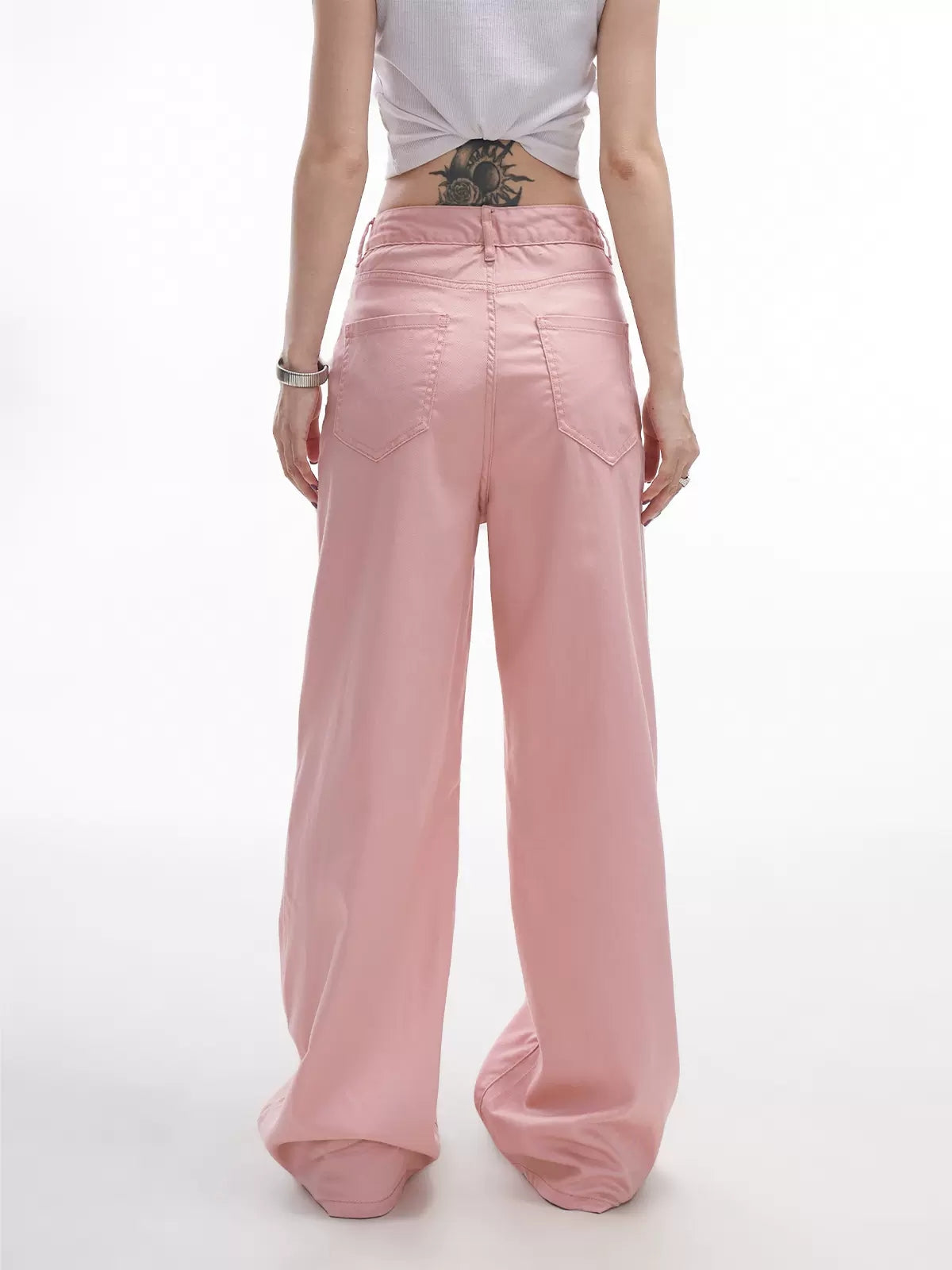 Solid Color Tencel Thin Loose High Waist Suit Pants