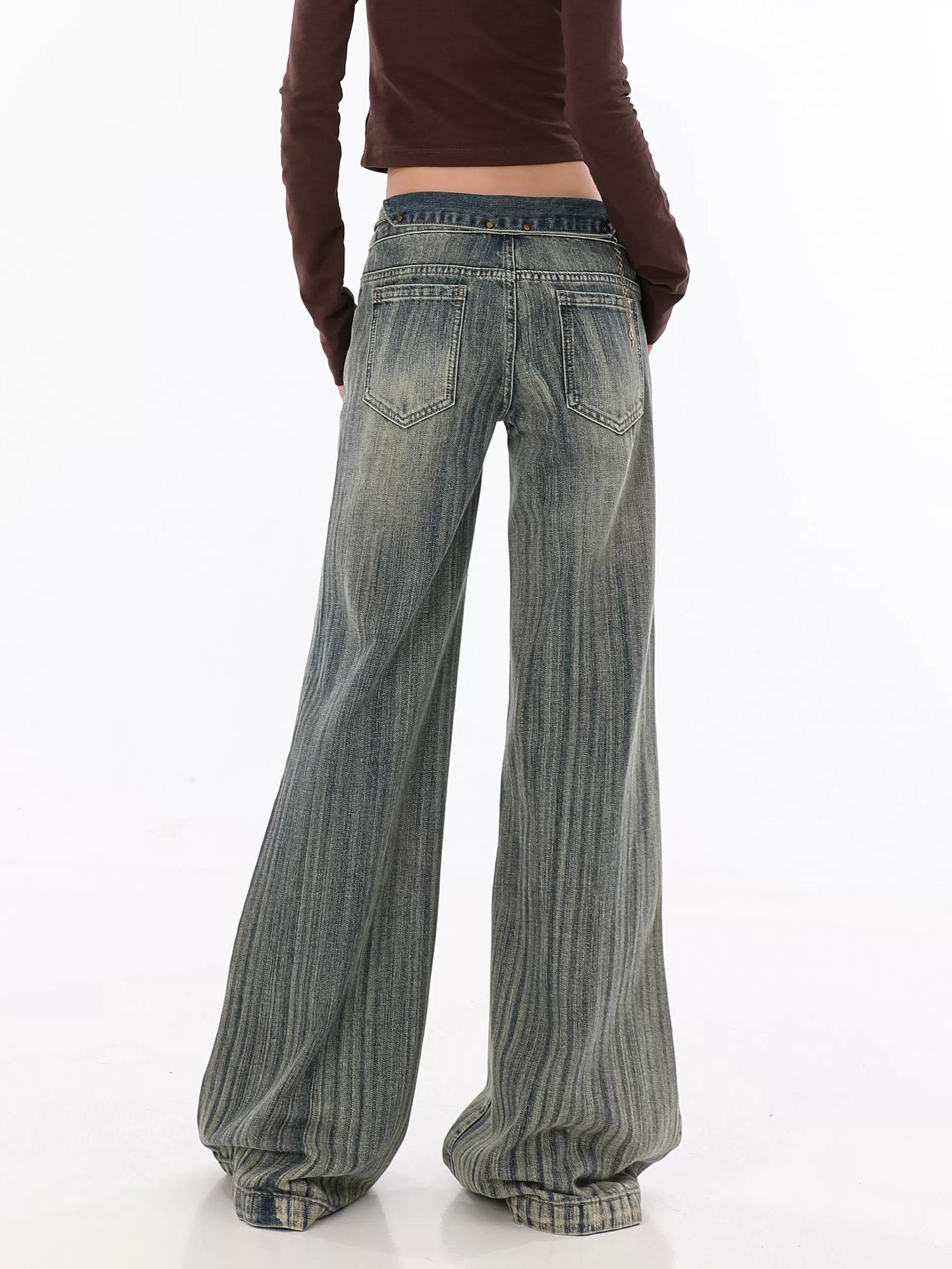 Vintage Modern Striped Denim Slim Fit Jeans