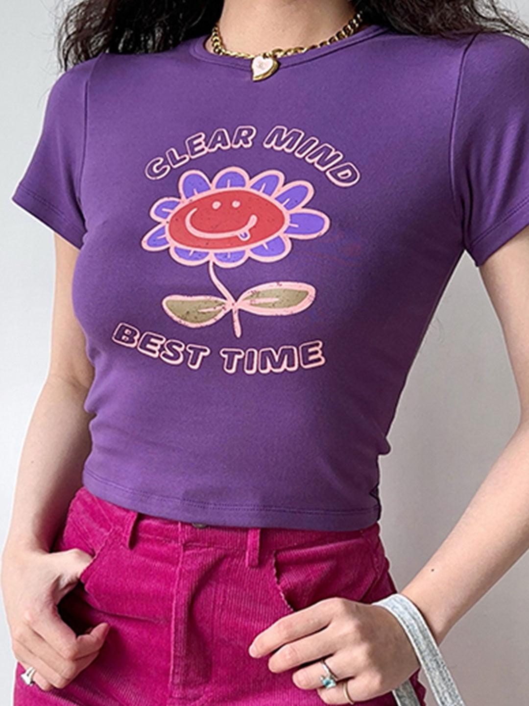Purple Floral Crop Top