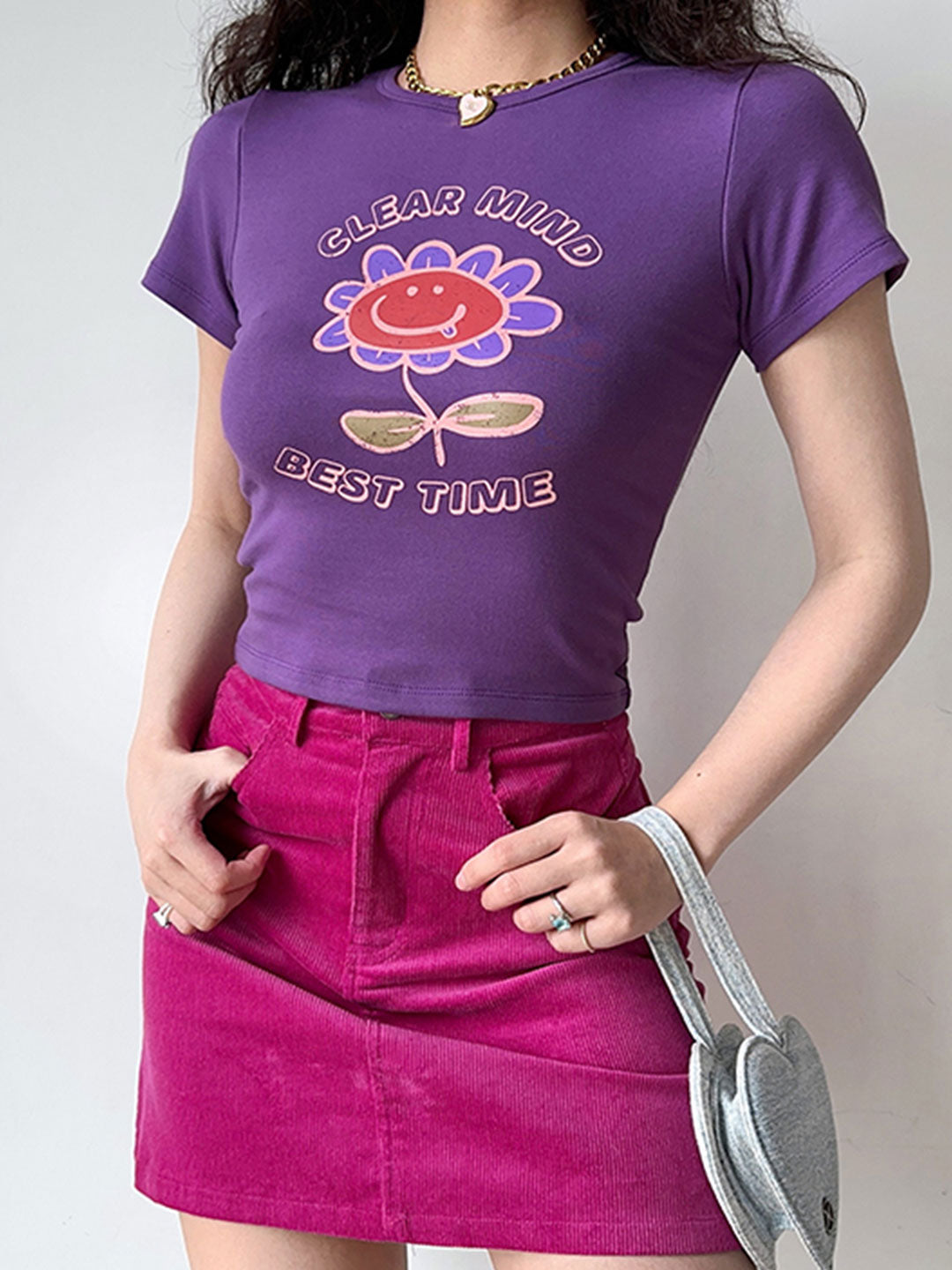 Purple Floral Crop Top