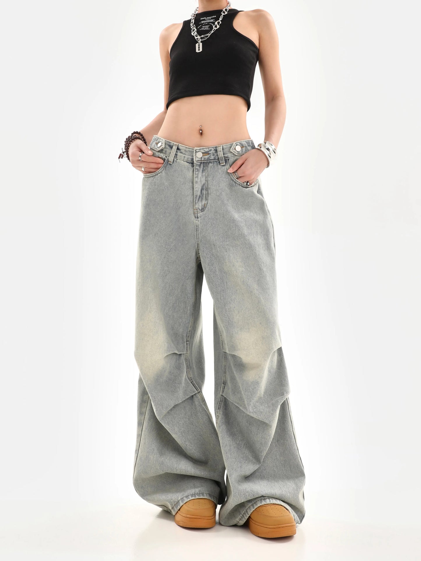 Vintage Loose High Waisted Wide Leg Pants Jeans