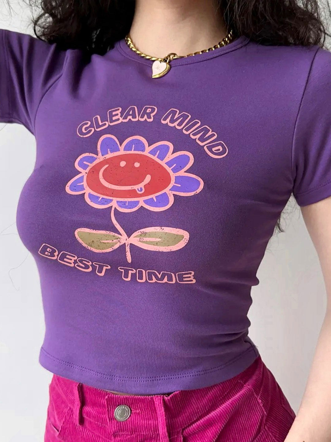 Purple Floral Crop Top