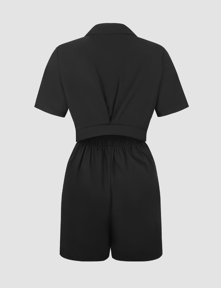 Collar Neck Cutout Back Blazer Jumpsuit