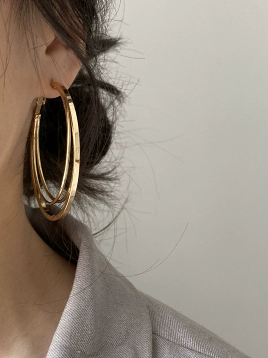 Dual Circle Gold and Silver Earrings