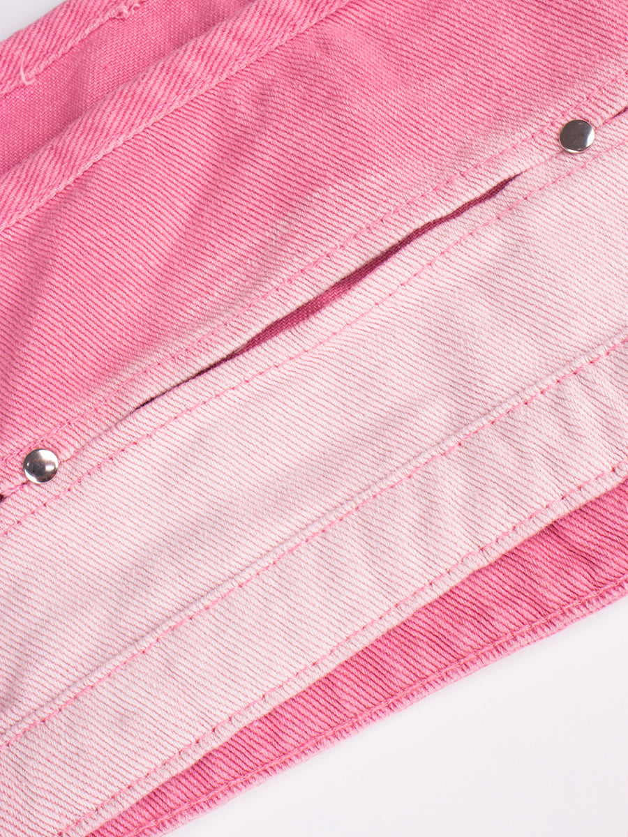 Pink Gradient Camisole + Denim Shorts Set