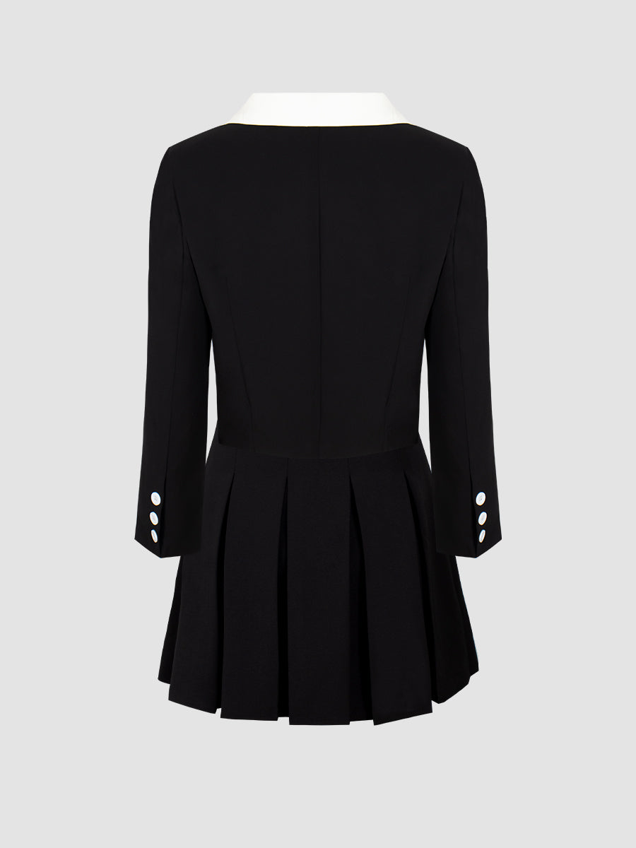 Blouse Blazer & Pleated Skirt Set