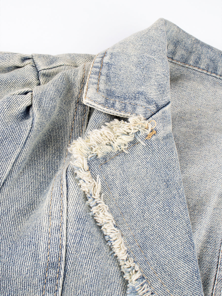 Raw Edge Denim Jacket & Skirt Set
