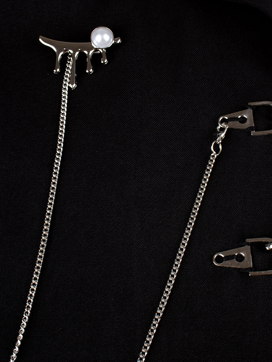 Black Blazer with Chain Belt + Puffy Skirt Set