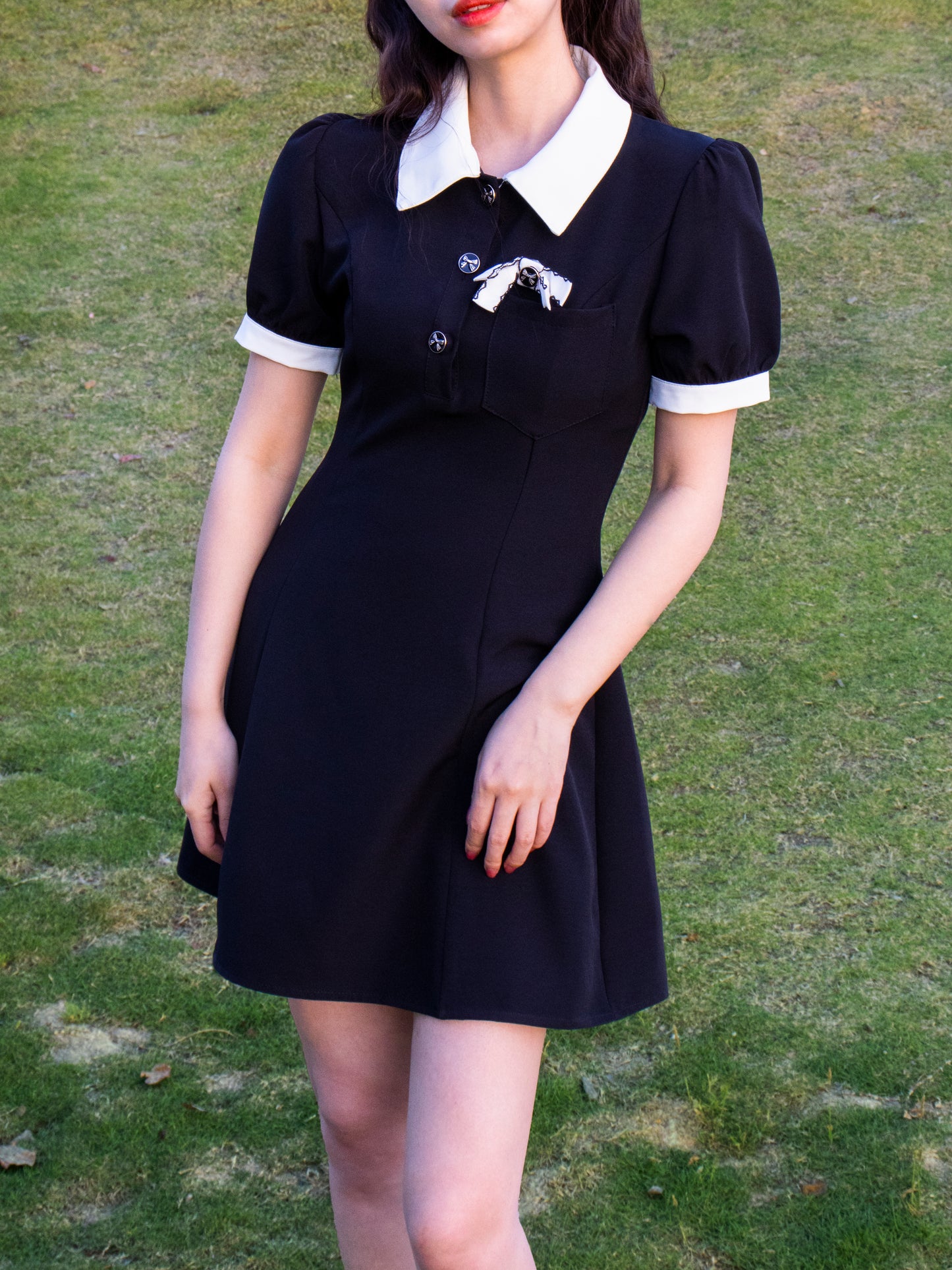 Black Butterfly Polo Dress