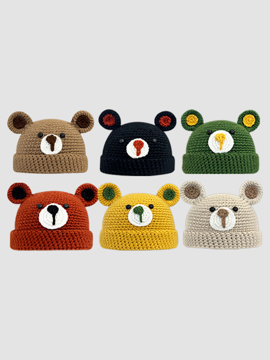 Cute Bear Hand-made Crochet Woolen Hat