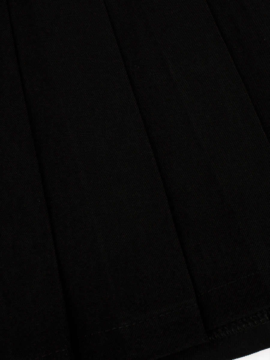 Black and White Top With Tie + Irregular Pleated Skirt Set