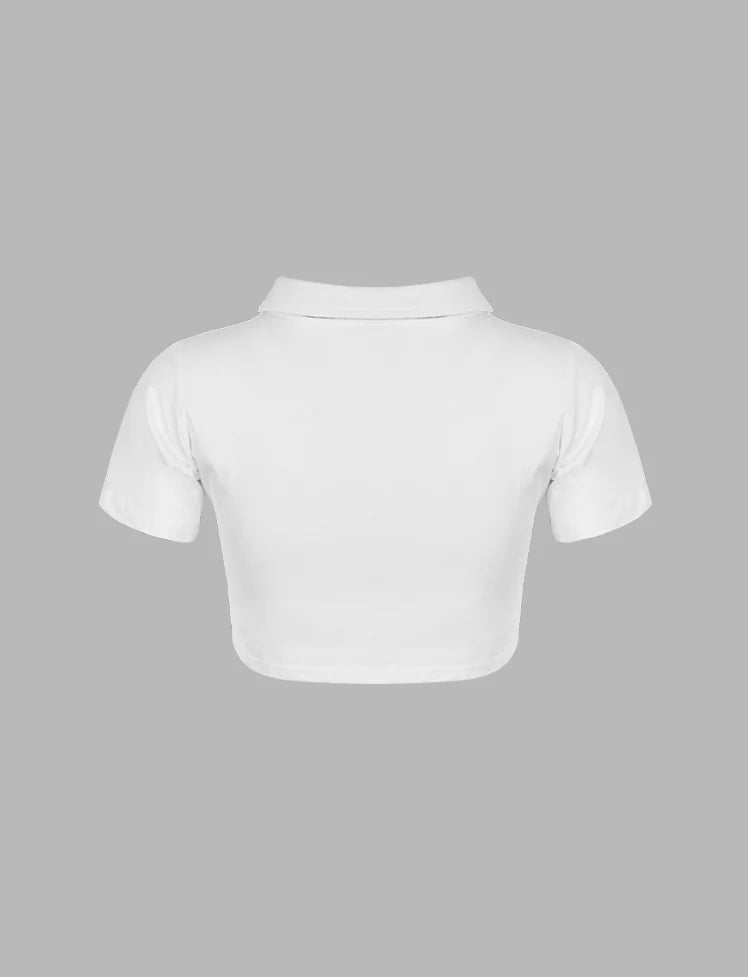 Polo Neck Top&Pleated Skirt Set