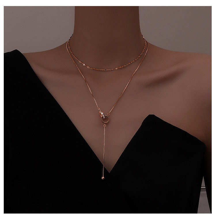 Double Tassel Ring Necklace
