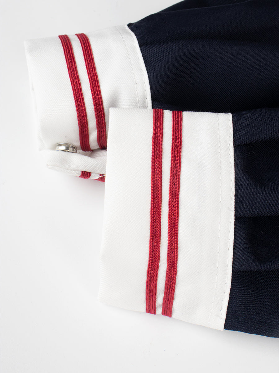 JK Uniform Badge Top + Pleated Skirt Set