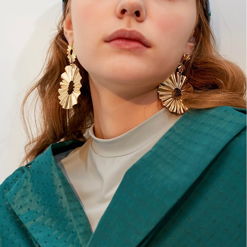Pleated Circle Earrings