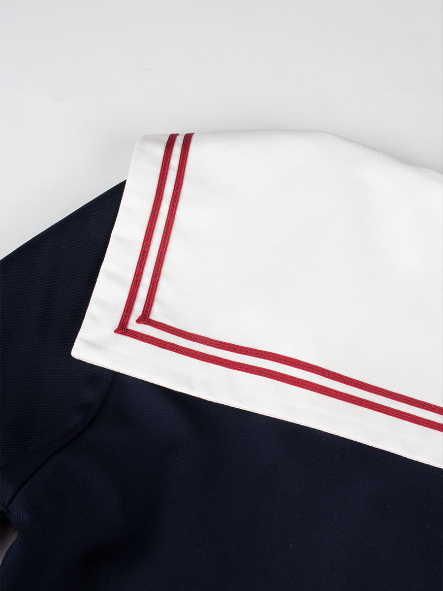 JK Uniform Badge Top + Pleated Skirt Set