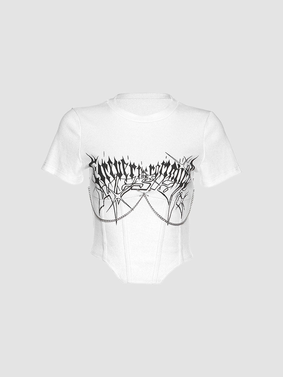 Chain Sexy Print Short Sleeve Top