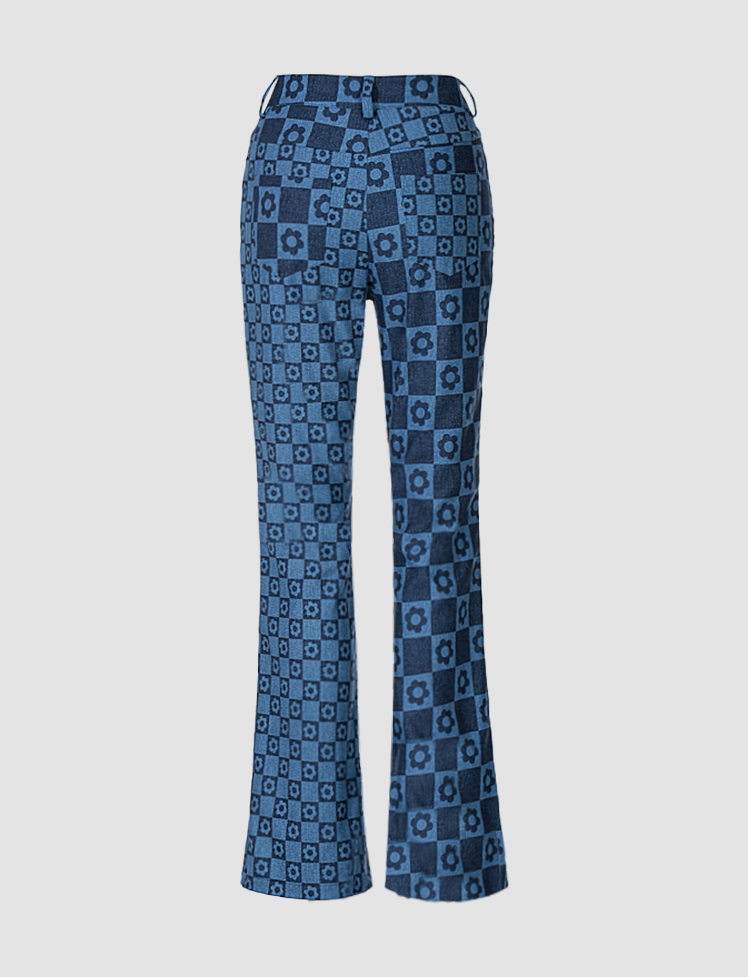 Floral Plaid Top & Trouser Set