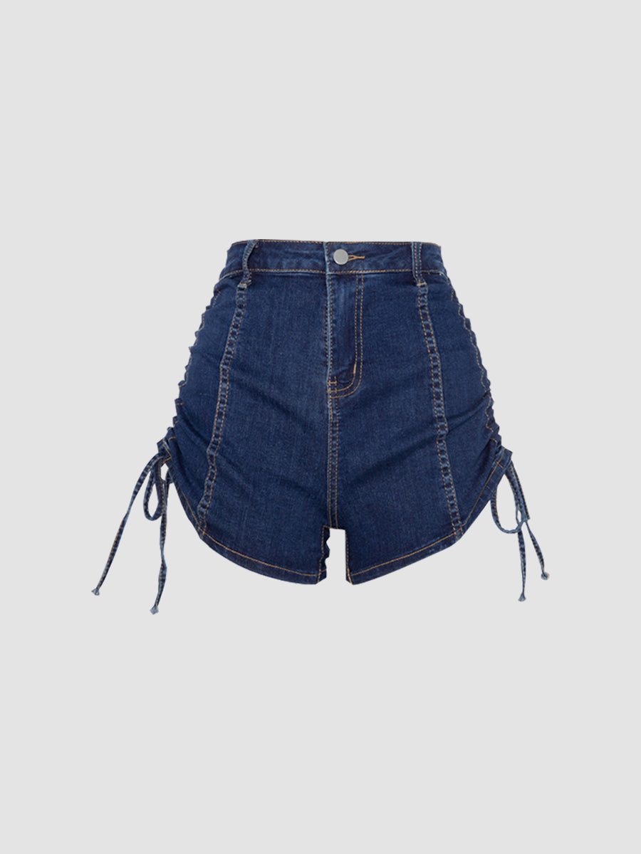 Sexy Drawstring Lace-up Denim Shorts