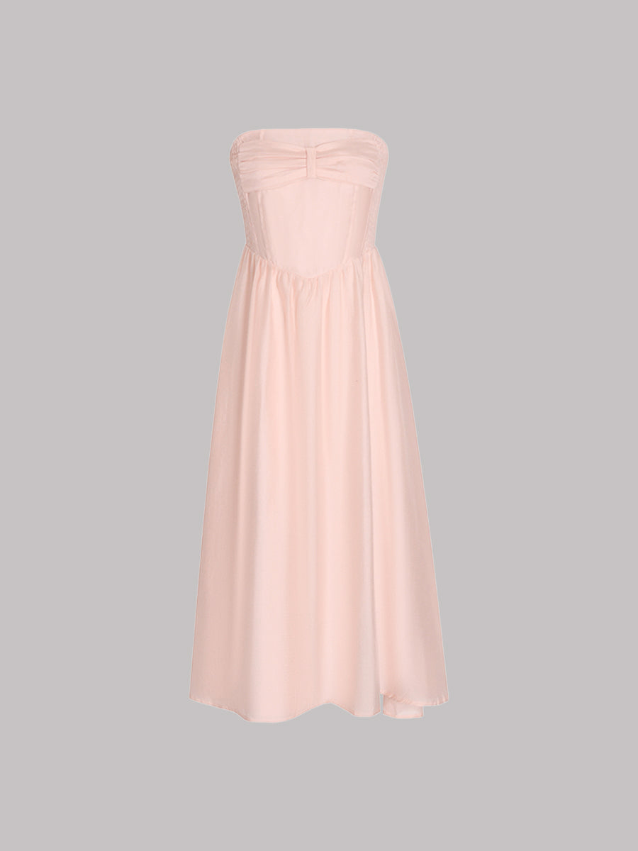 Banquet Bow Loose Hem Strapless Dress